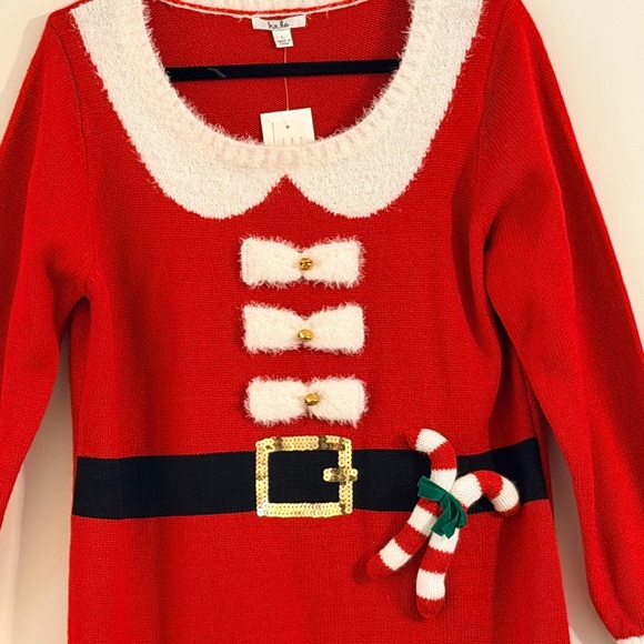 Isela Chic Red Holiday Dress with White Trim Size L NWT - Picture 7 of 15